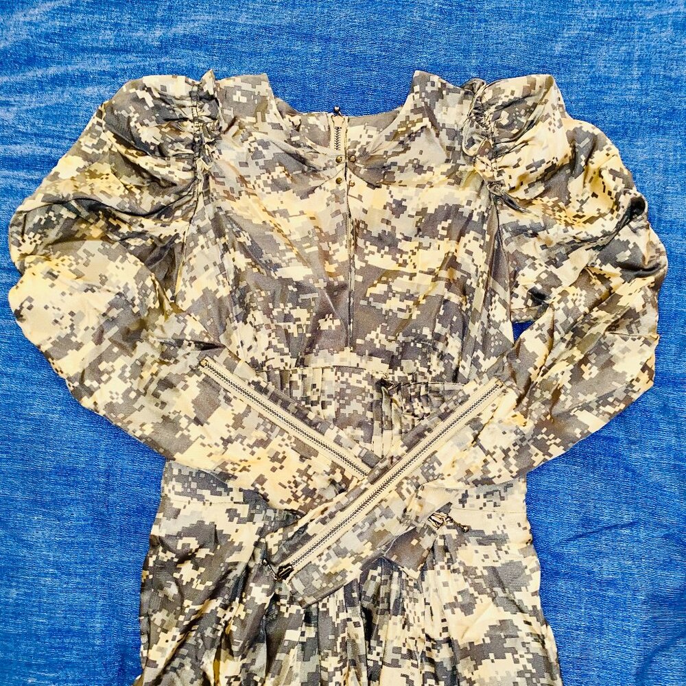 NWT 100% Silk Thomas Wylde Camouflage print Dress